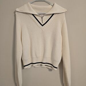 Sincerely Jules Cream Sweater with Black Accents